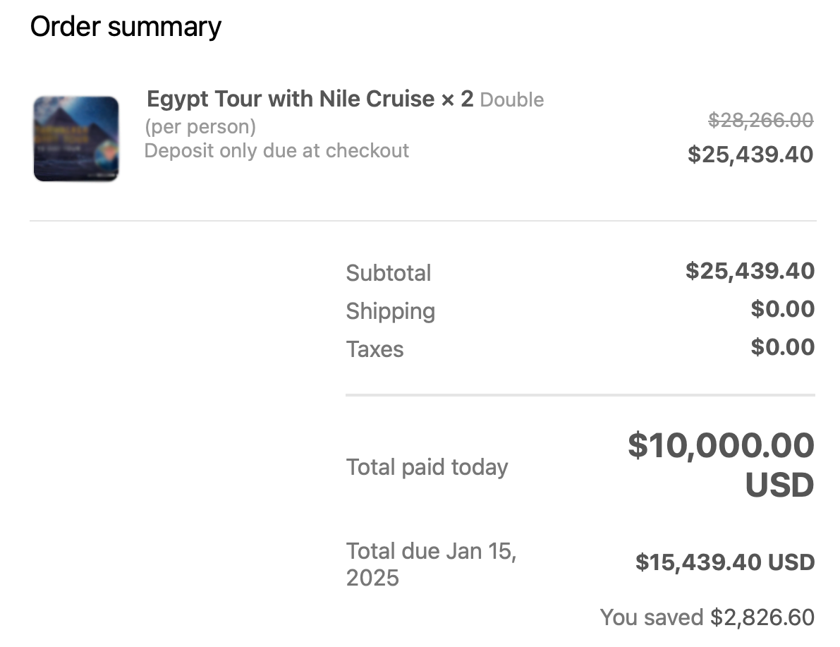 egypt tour confirmation 2025